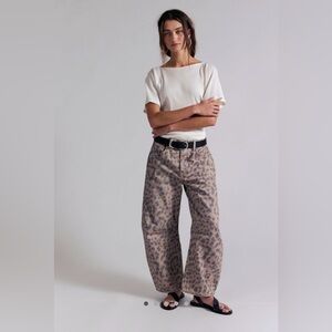 We The Free Leopard Print Wide Leg Jeans